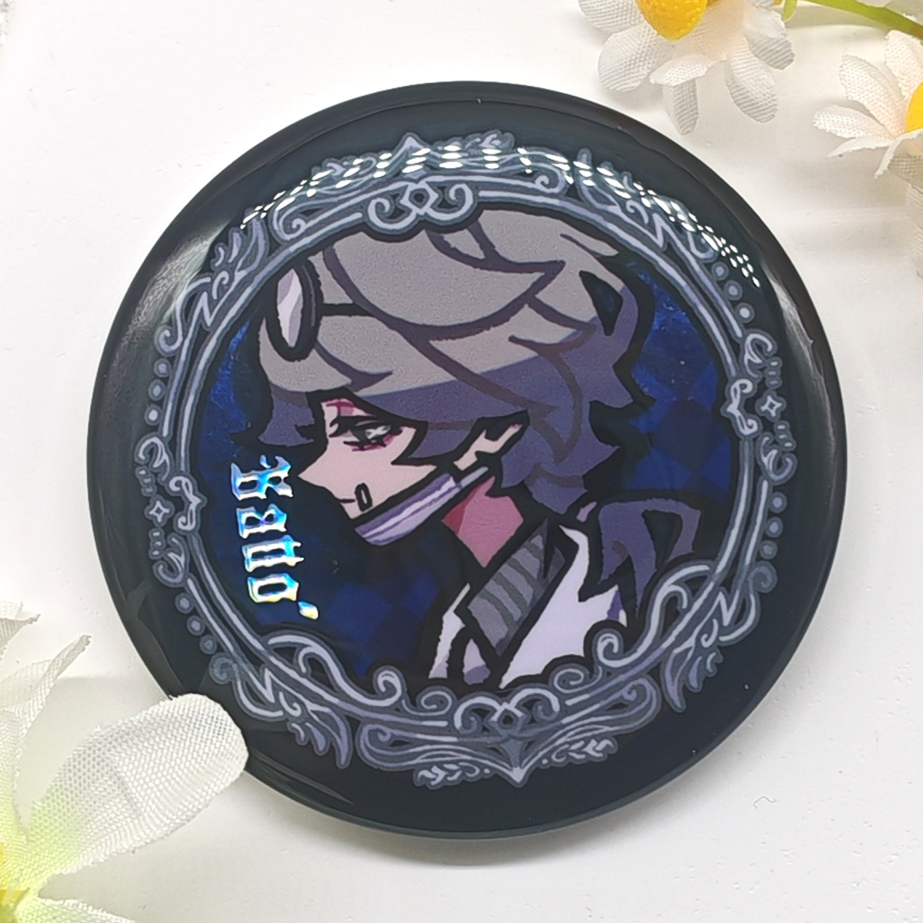 Identity V D.M./Gatto glitter holographic badge