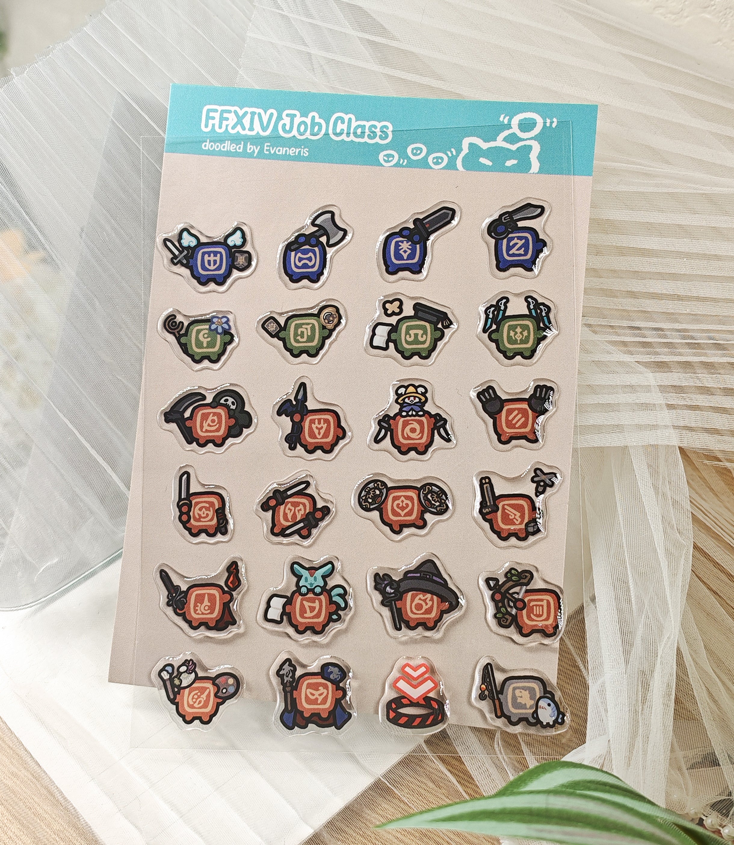 Final Fantasy XIV Job class epoxy sticker sheet