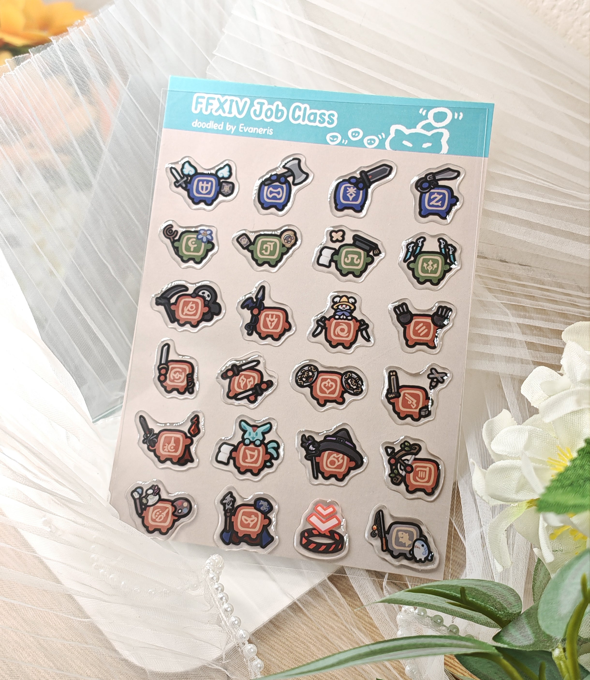 Final Fantasy XIV Job class epoxy sticker sheet