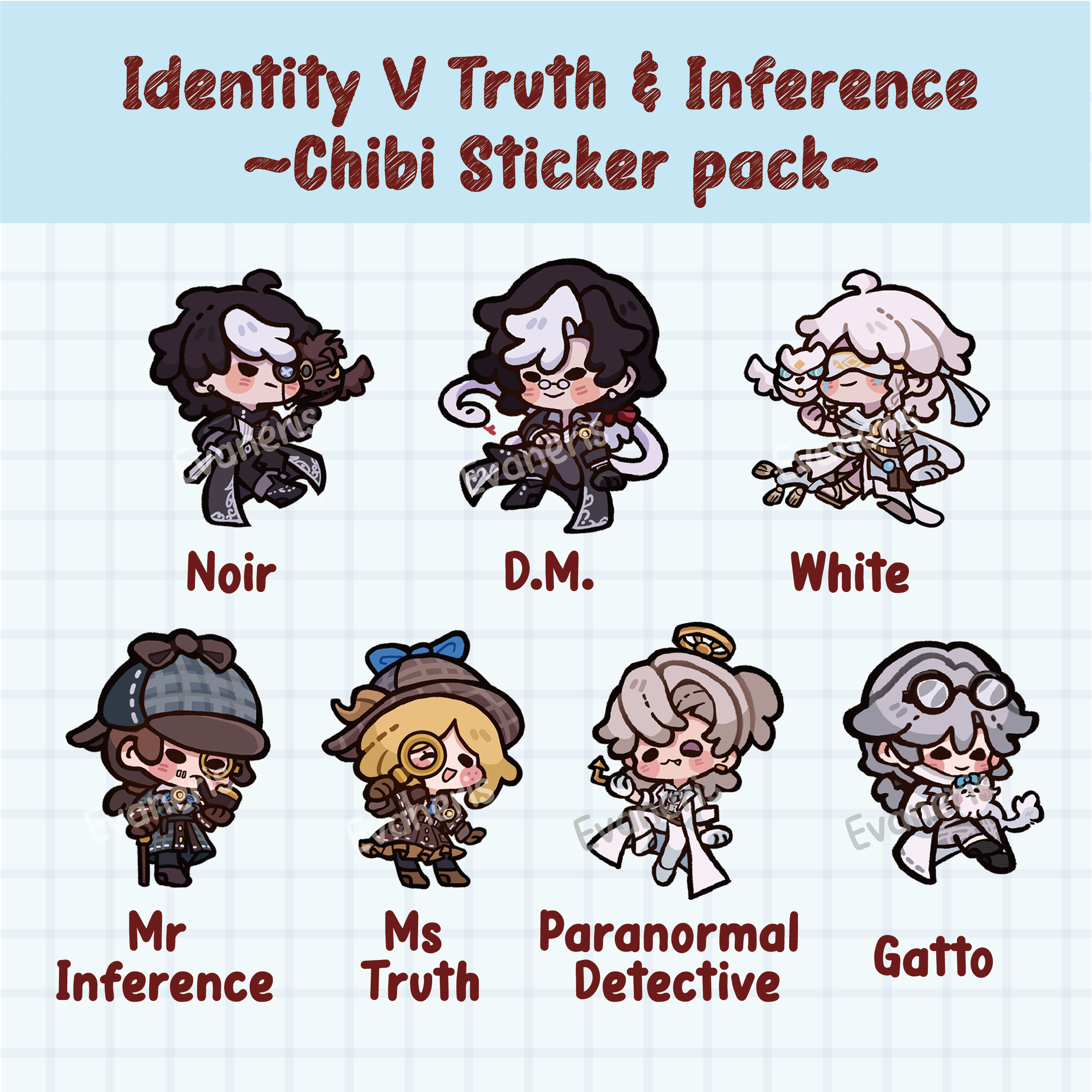 Identity V Truth & Inference Chibi Stickers pack